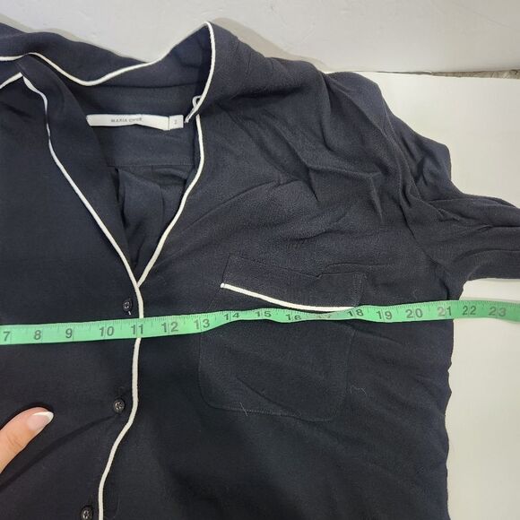 Maria Cher contrast minimalist black white top blouse size 2 - CL - Picture 6 of 14
